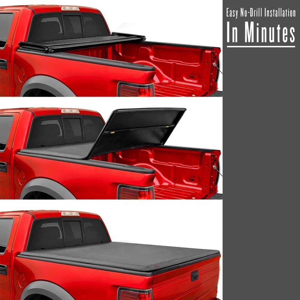 3-Fold Soft Tonneau Cover for 2014 - 2018 GMC Sierra / Chevrolet Silverado (6.6ft Box) image 2