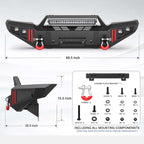 Tacoma Front Heavy Duty Steel Offroad Bumper w/ Winch Plate, Lights, D-rings for 2005 - 2015 Tacoma 2nd Gen Pickup Trucks image 3