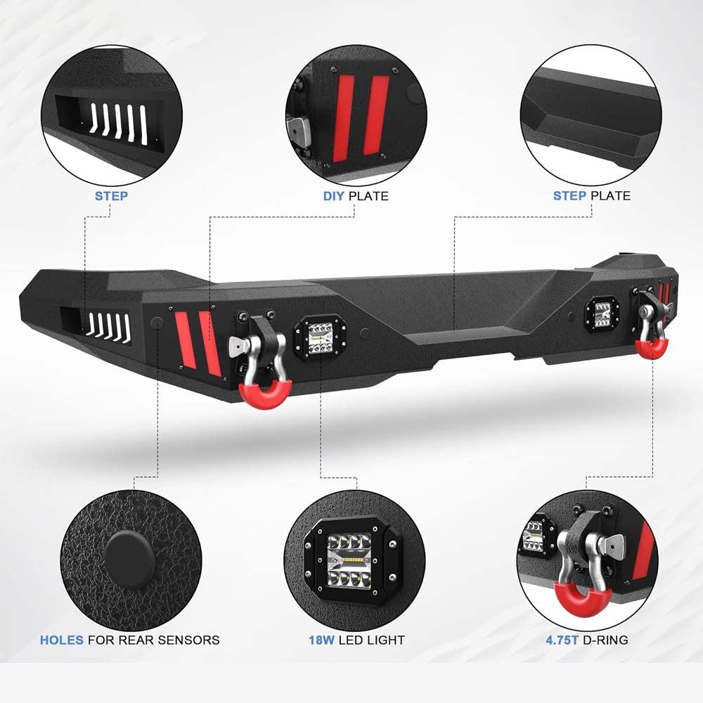 2021 - 2023 Ford Bronco Steel Rear Bumper With LED Lights image 3