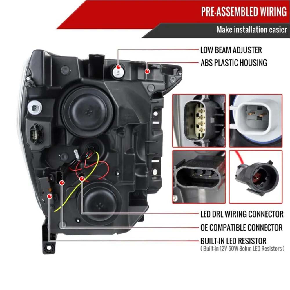 2021-2025 Ford F-150 Projector Headlight w/ Switchback Sequential Turn Signal LED Bar (Black Housing / Clear Lens) image 3