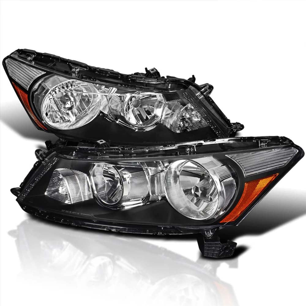 2008-2012 Honda Accord Headlights Diamond Black 4Dr Sedan Head Light Lamp Assembly image 0
