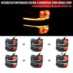 2014-2015 Chevrolet Silverado 1500 Switchback Sequential LED Bar Projector Headlights (Matte Black Housing/Clear Lens/Black Trim) image 1