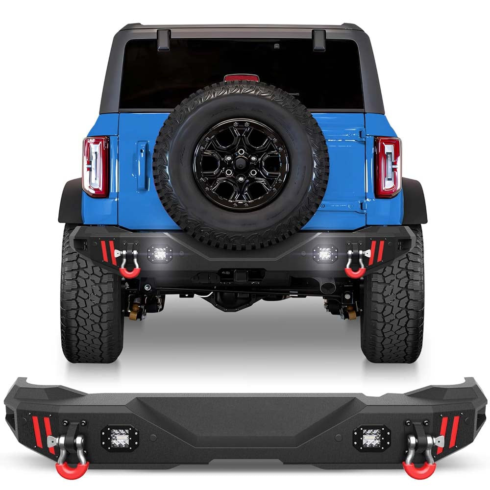 2021 - 2023 Ford Bronco Steel Rear Bumper With LED Lights image 1