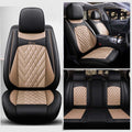 Universal 5 Seat Car Cover Black and Brown PU Leather image 0