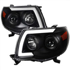 2005 - 2011 Toyota Tacoma LED Bar Projector Headlights w/ Sequential Turn Signal Lights (Matte Black Housing/Clear Lens) image 0