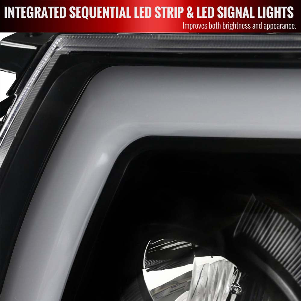 2005 - 2011 Toyota Tacoma LED Bar Projector Headlights w/ Sequential Turn Signal Lights (Matte Black Housing/Clear Lens) image 4