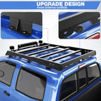 Top Roof Rack for Toyota Tacoma Cargo Carrier – 2x18W LED Lights &amp; 144W Light Bar, Textured Black Roof Luggage Storage (2005-2023) image 6