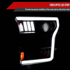 2015 - 2017 Ford F-150 LED Bar Projector Headlights - (Matte Black Housing/Clear Lens) image 1