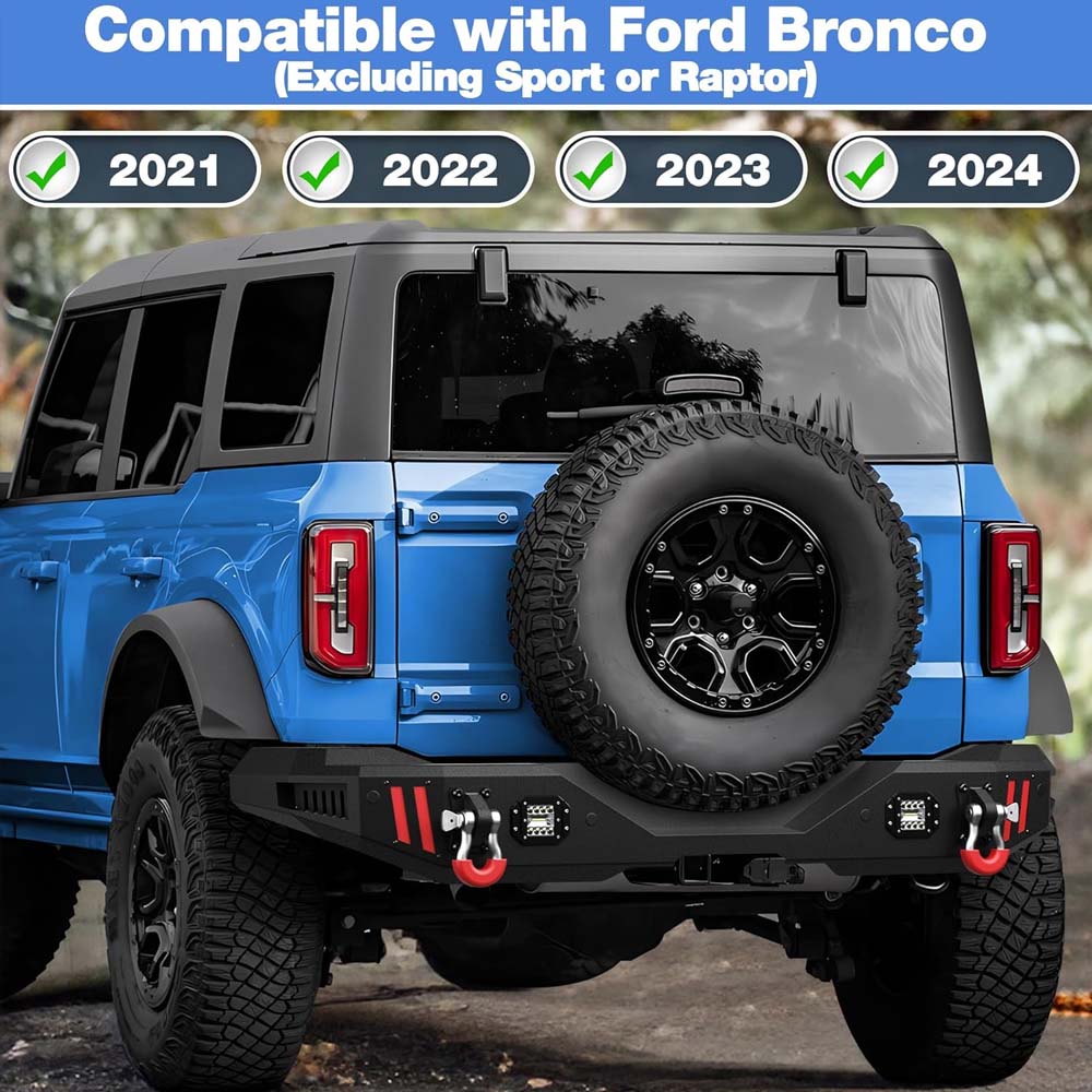 2021 - 2023 Ford Bronco Steel Rear Bumper With LED Lights image 7