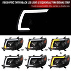 2005 - 2011 Toyota Tacoma LED Bar Projector Headlights w/ Sequential Turn Signal Lights (Matte Black Housing/Clear Lens) image 1