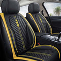 Universal 5 Seat Car Cover Black and Yellow PU Leather image 0