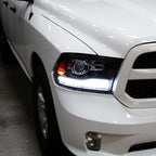 2009-2018 Dodge RAM 1500 / 2019-2021 RAM Classic / 2010-2018 RAM 2500 3500 Switchback Sequential LED Bar Projector Headlights (Matte Black Housing/Clear Lens) image 8