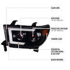 2007 - 2013 Toyota Tundra / 2008 - 2017 Sequoia Switchback Sequential LED C-Bar Projector Headlights (Black Housing/Clear Lens) image 4