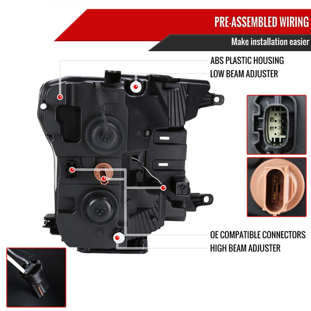 2018 - 2020 Ford F-150 LED C-Bar Projector Headlights w/ Switchback Sequential Turn Signal Lights/Black Housing image 2