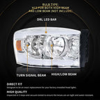 Assembly Compatible with 2006-2008 Dodge Ram 1500 / 2006-2009 Dodge Ram 2500 3500 w/ LED BAR Chrome Housing image 1