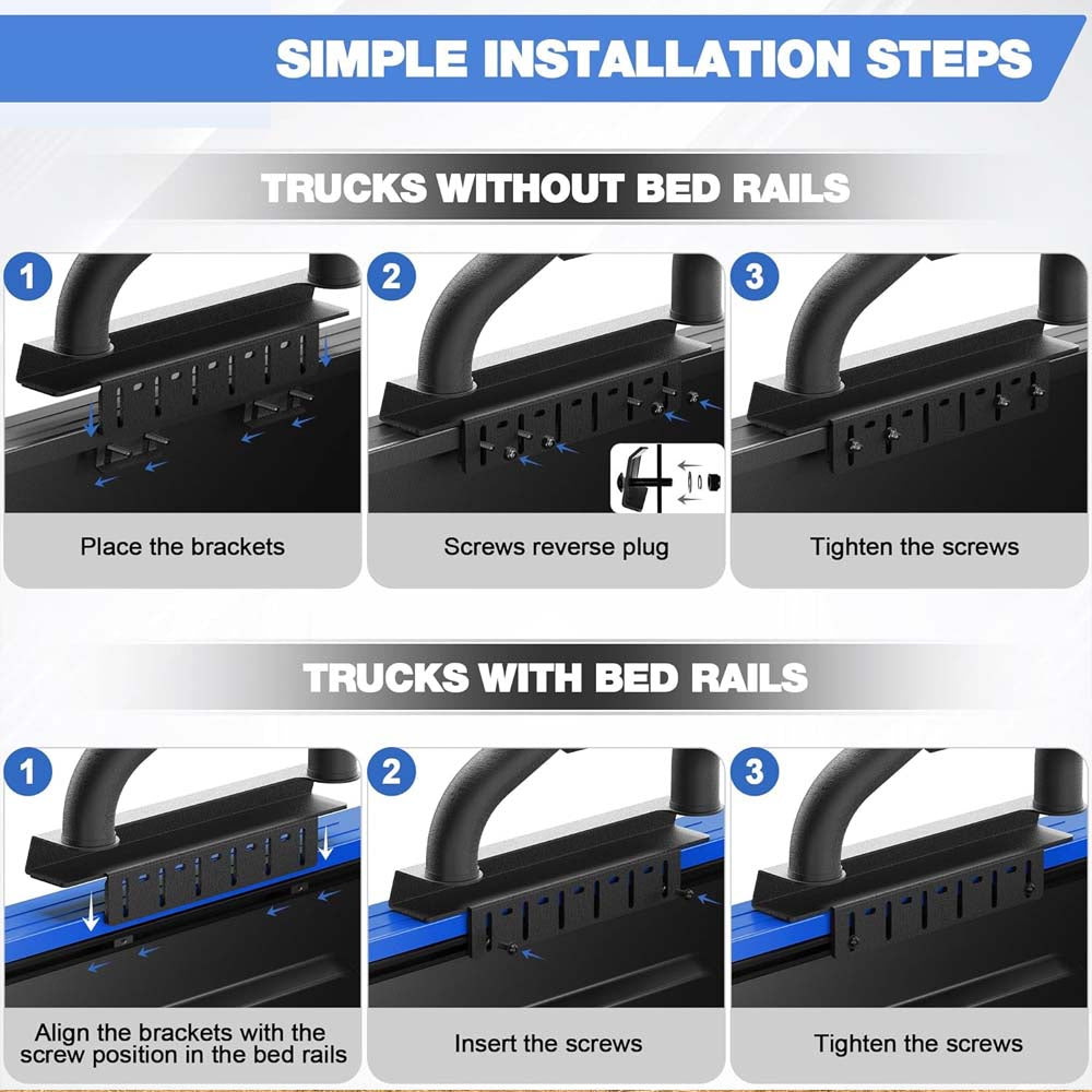 Truck Roll Bar with Basket Heavy Duty Sport Bar Chase Rack for Full Size Trucks image 4