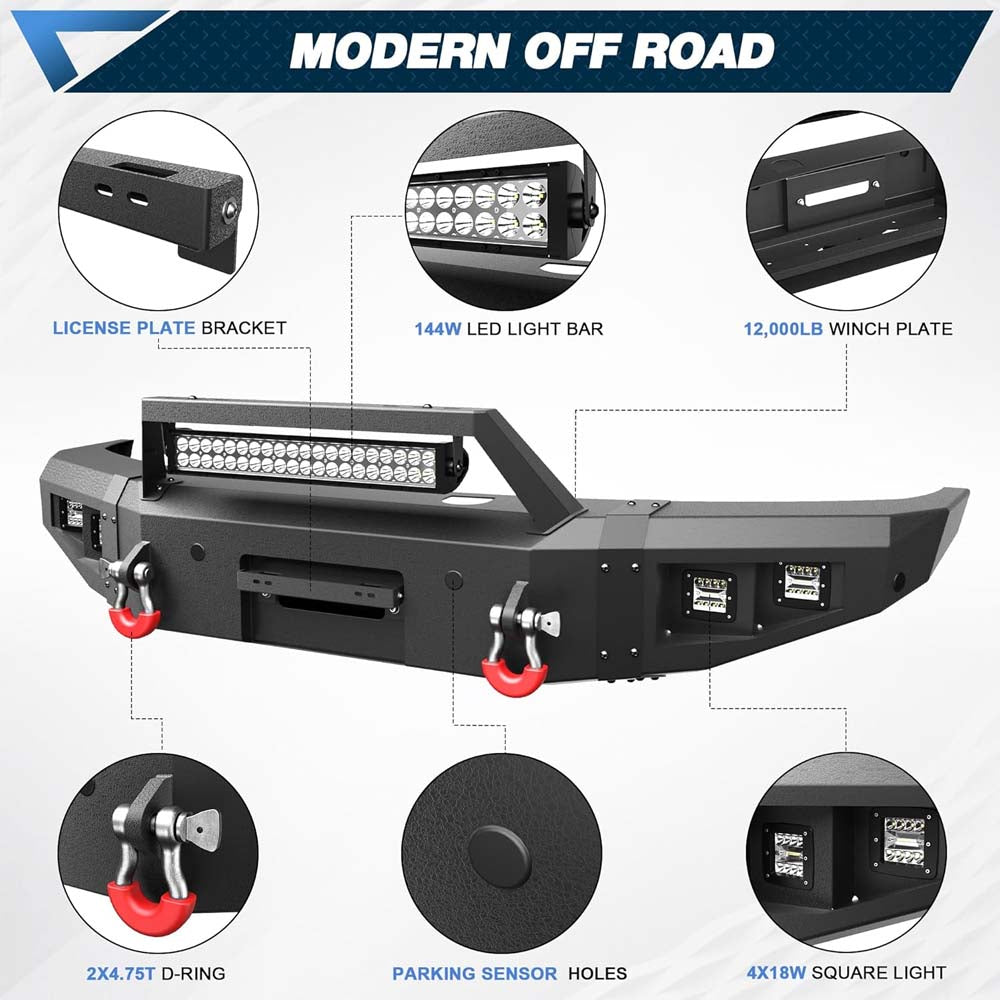 2017 - 2022 Ford F250/F350/F450 Steel Front Bumper W/ LED Lights image 4