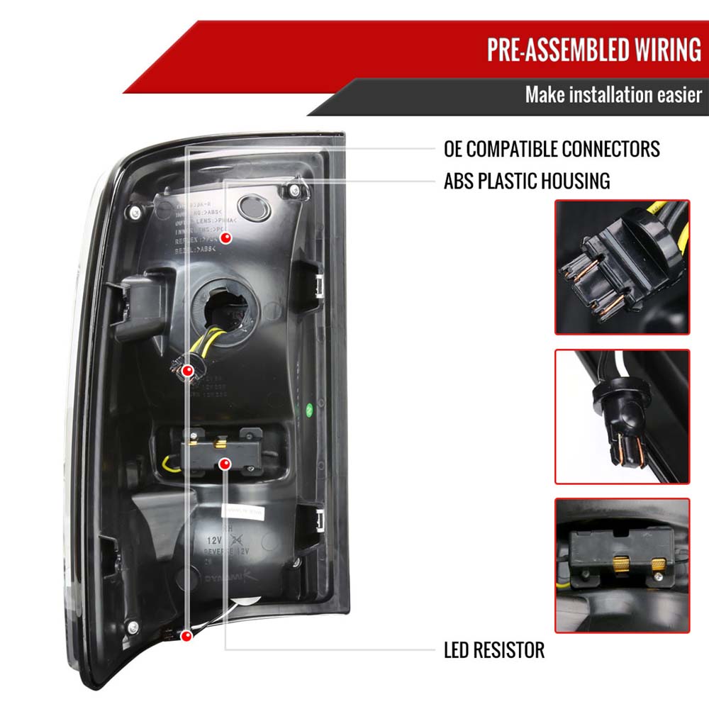 2009-2018 Dodge RAM 1500/2019-2022 RAM 1500 Classic/2010-2018 RAM 2500 3500 Red LED Bar Tail Lights (Matte Black Housing/Smoke Lens) image 2