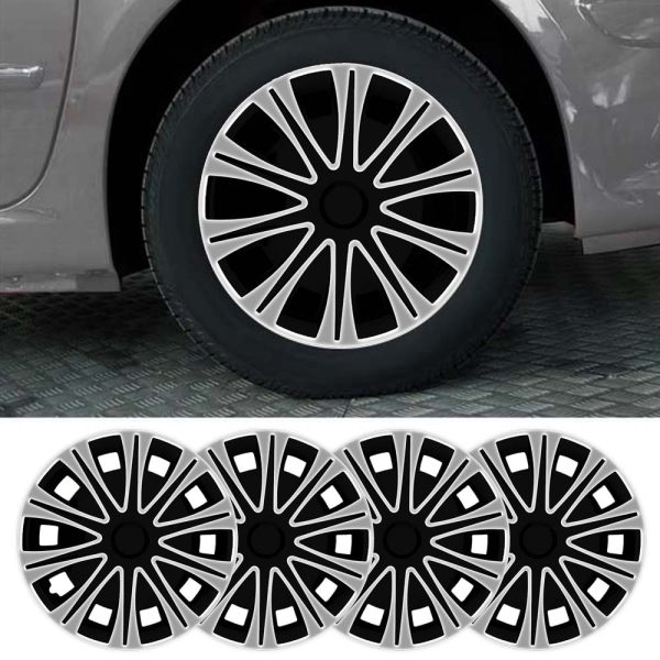 17 Inch Wheel Cover Set of 4 Hubcaps Universal Black and Grey - Image 4