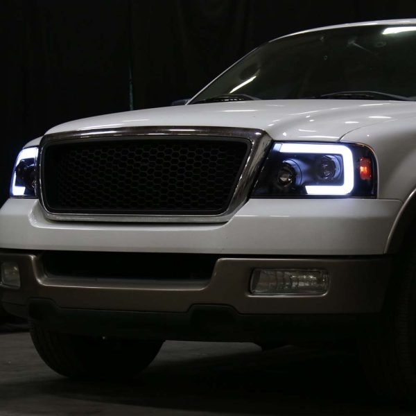 2004 - 2008 Ford F-150 Switchback Sequential LED C-Bar Projector Headlights (Matte Black Housing/Clear Lens) - Image 9