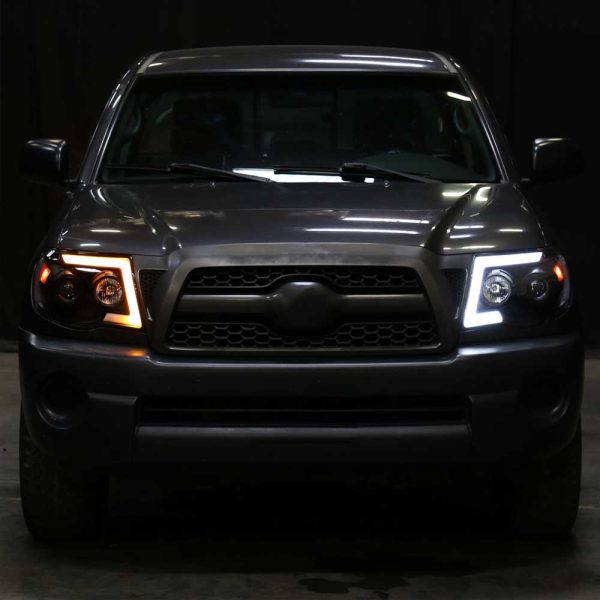 2005 - 2011 Toyota Tacoma LED Bar Projector Headlights w/ Sequential Turn Signal Lights (Matte Black Housing/Clear Lens) - Image 10