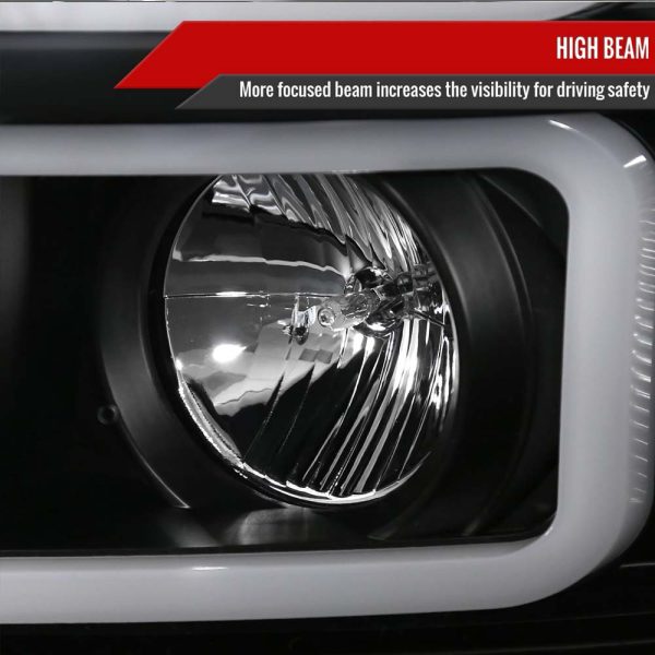 2007-2013 Chevrolet Silverado 1500/ 2007-2014 Silverado 2500HD 3500HD Dual LED C-Bar Projector Headlights (Matte Black Housing/Clear Lens) - Image 3