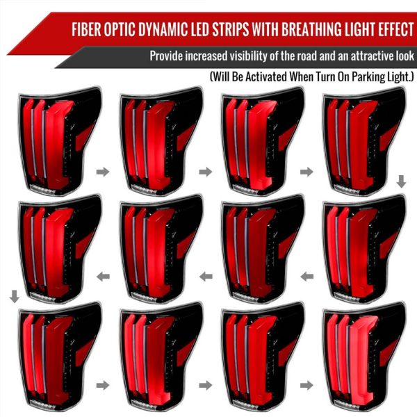 2007 - 2013 Toyota Tundra Sequential Red LED Bar Tail Lights (Glossy Black Housing/Clear Lens) - Image 3