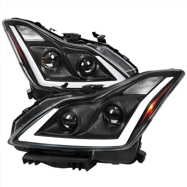 2008 - 2013 Infiniti G37 / 2014-2015 Q60 Coupe/Convertible Sequential Switchback LED Turn Signal Projector Headlights (Matte Black Housing/Clear Lens)