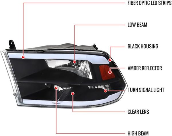 2009-2018 Dodge RAM 1500 / 2019 RAM Classic / 2010-2018 RAM 2500 3500 Switchback Sequential LED Headlights - Image 3