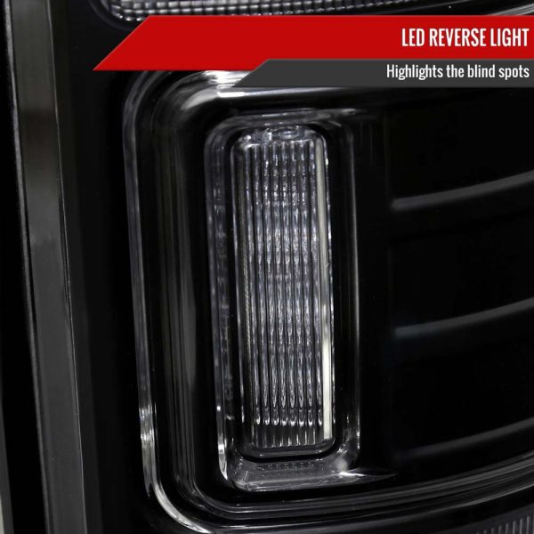 2009-2018 Dodge RAM 1500/2019-2022 RAM 1500 Classic/2010-2018 RAM 2500 3500 Red LED Bar Tail Lights (Matte Black Housing/Clear Lens) - Image 3