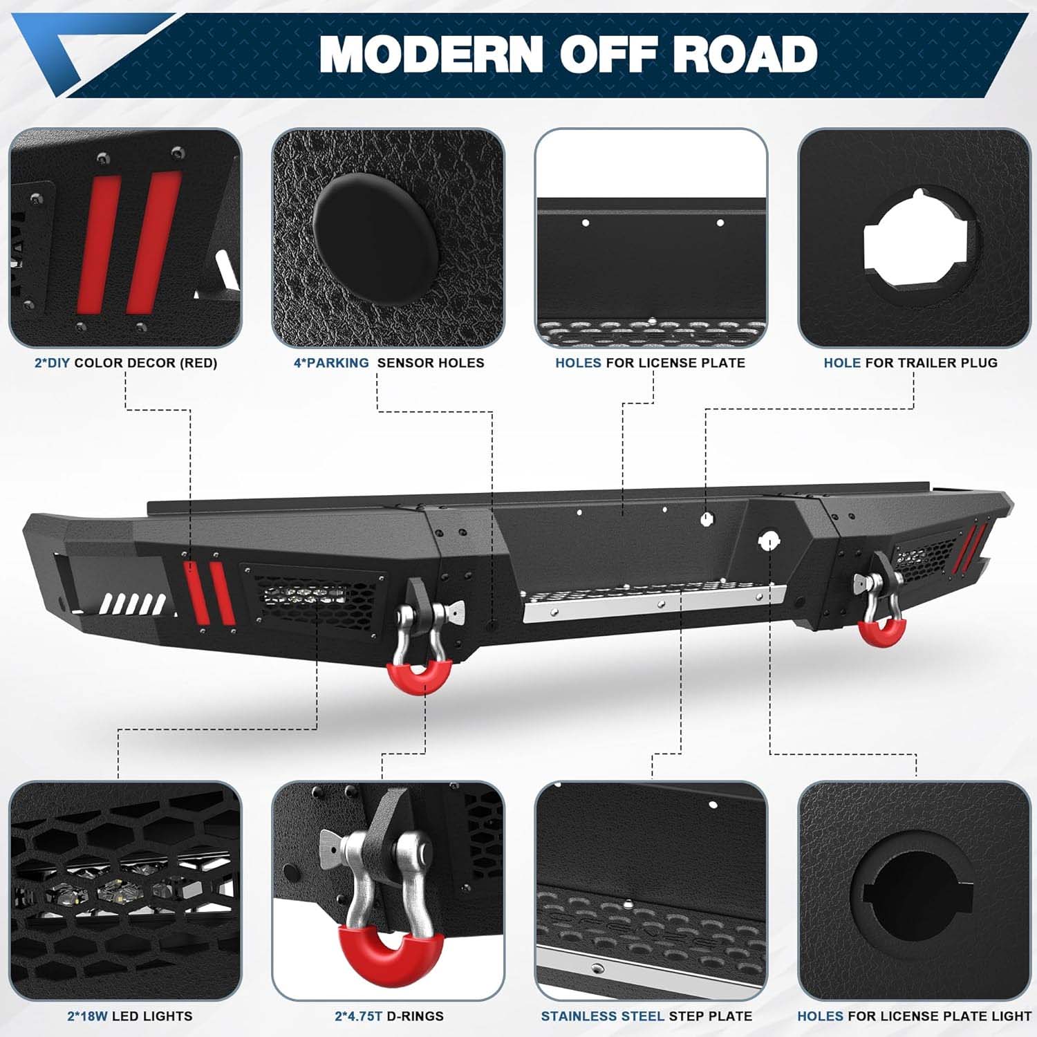 2009 - 2014 F-150 Steel Rear Bumper with LED Lights - Image 3