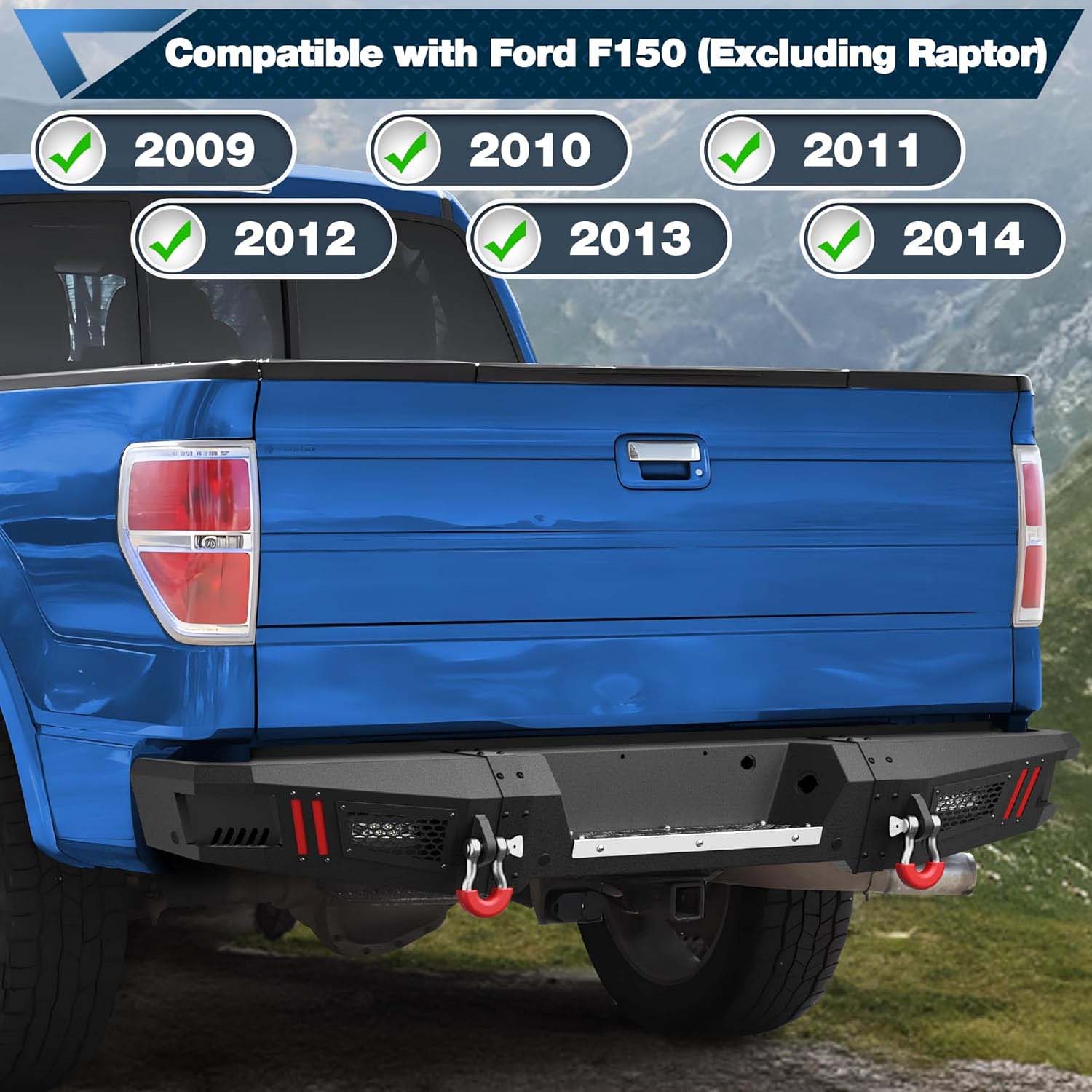 2009 - 2014 F-150 Steel Rear Bumper with LED Lights - Image 8