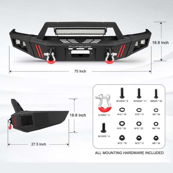 2009 - 2014 F-150 Steel Front Bumper With LED Lights - Image 3