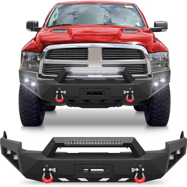 2009 - 2012 Dodge RAM 1500 Full Width Front Bumper - With Winch Plate, LED Lights, D-rings - Image 2