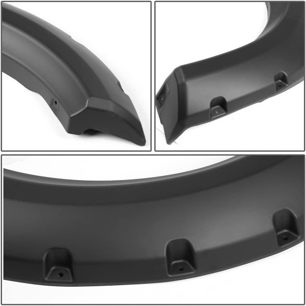 2009 - 2014 FORD F-150 Smooth Pocket-Riveted Style Side Wheel Fender Flares (Black) - Image 3