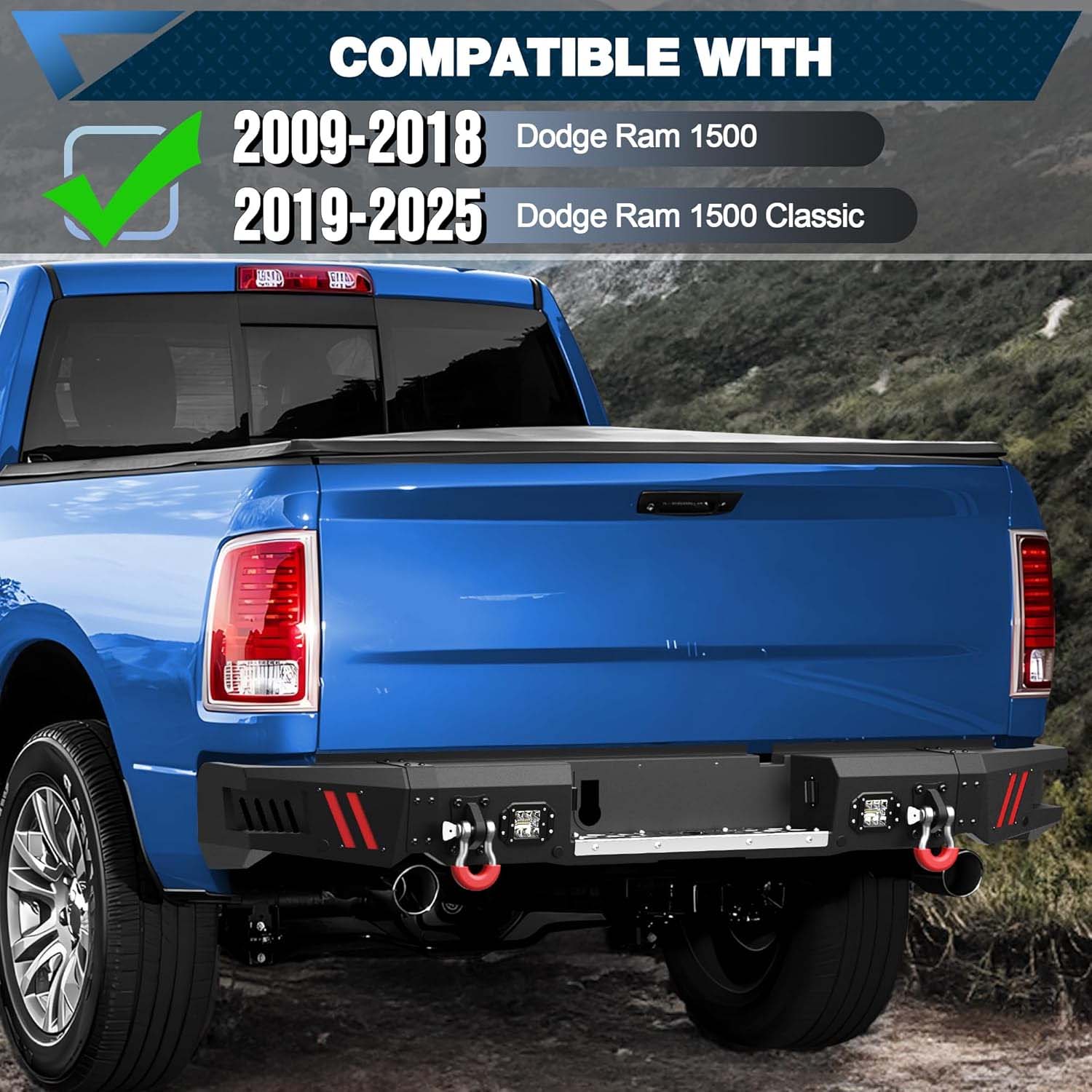 2009 - 2025 Ram 1500 Classic Rear Steel Bumper - Image 2