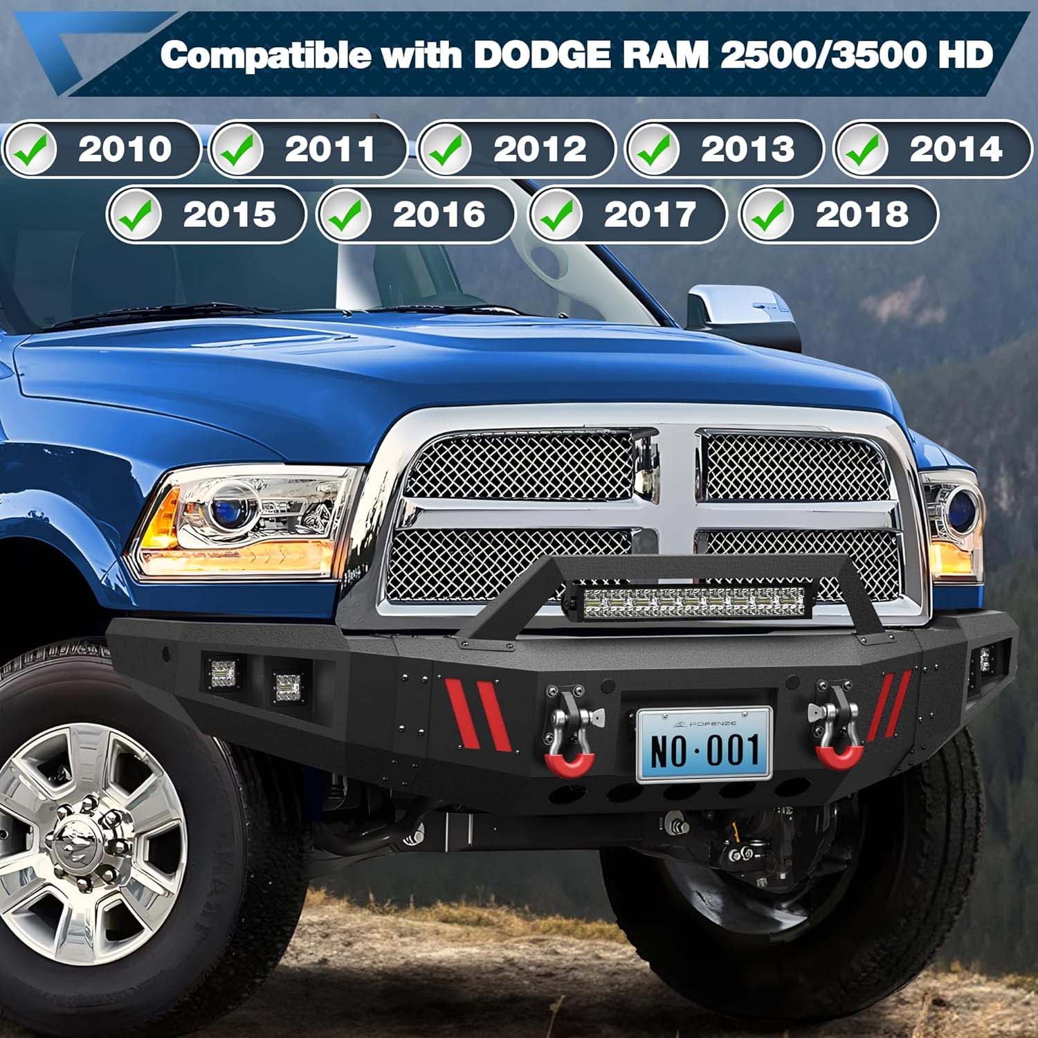 2010 - 2018 RAM 2500 3500 Front Steel Bumper - Image 2