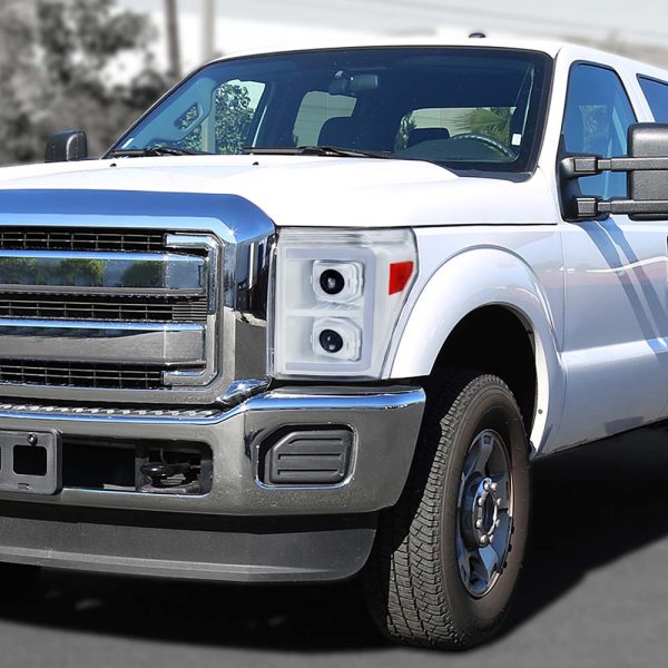 2011-2016 Ford F-250/F-350/F-450/F-550 Switchback Sequential LED C-Bar Projector Headlights (White Housing/Clear Lens) - Image 8