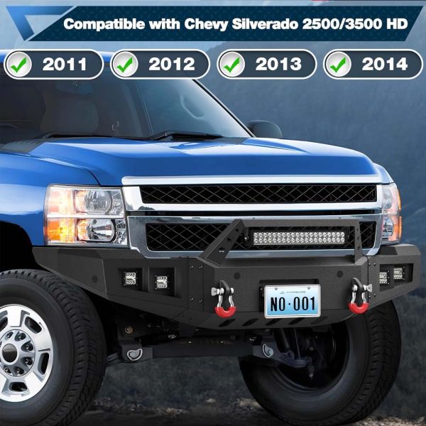 2011 - 2014 Chevy Silverado 2500/3500 Front Steel Full Width Offroad Bumper w/Winch Plate - Image 8