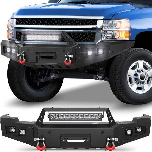 2011 - 2014 Chevy Silverado 2500/3500 Front Steel Full Width Offroad Bumper w/Winch Plate - Image 2