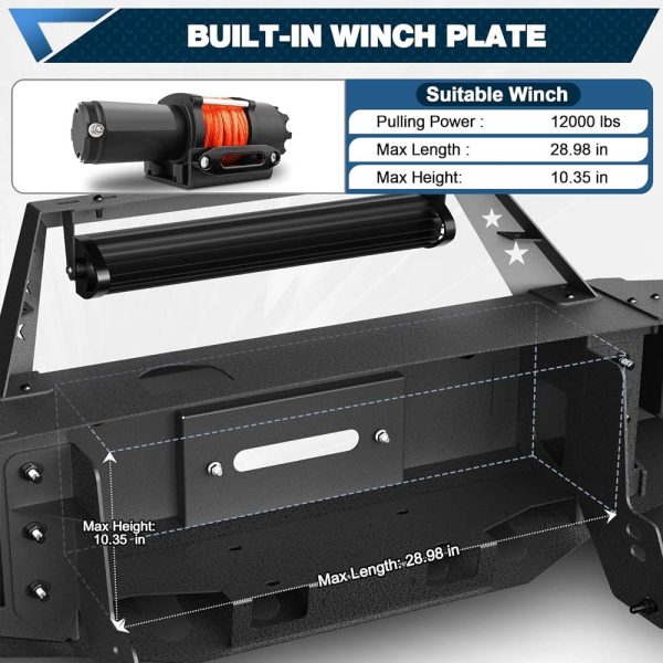 2011 - 2014 Chevy Silverado 2500/3500 Front Steel Full Width Offroad Bumper w/Winch Plate - Image 7