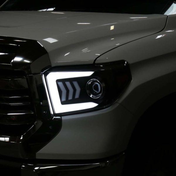 2014 - 2021 Toyota Tundra LED C-Bar Projector Headlights w/ Sequential Arrow Turn Signals (Black Housing/Smoke Lens) - Image 10