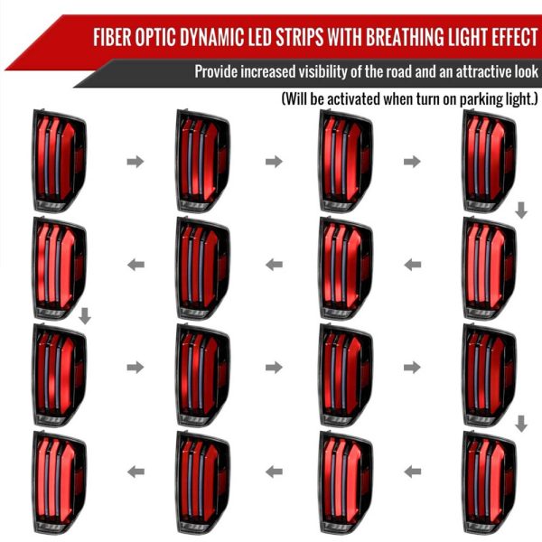 2014 - 2021 Toyota Tundra Facelift Style Full LED Tail Lights with Sequential Turn Signal (Jet Black Housing/Clear Lens) - Image 3