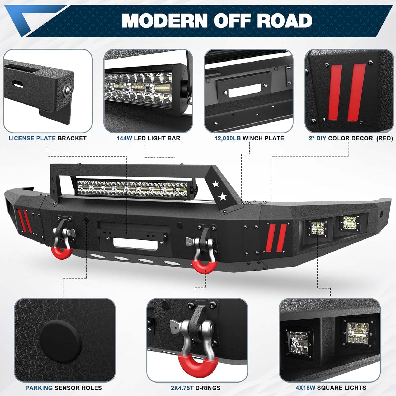 2014 - 2018 Tundra Steel Front Bumper With LED Lights - Image 3