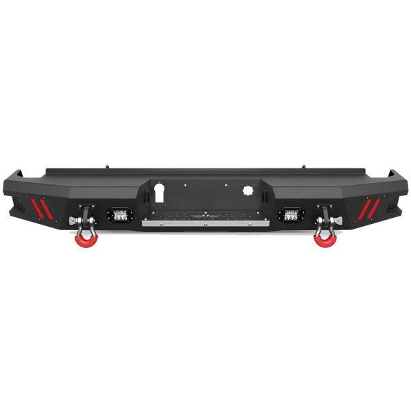 Rear Bumper Full Width for 2014-2018 Chevrolet Silverado/GMC Sierra 1500, Textured Black Bumper with LED Lights & Sensor Holes & D-Rings & License Plate Lights