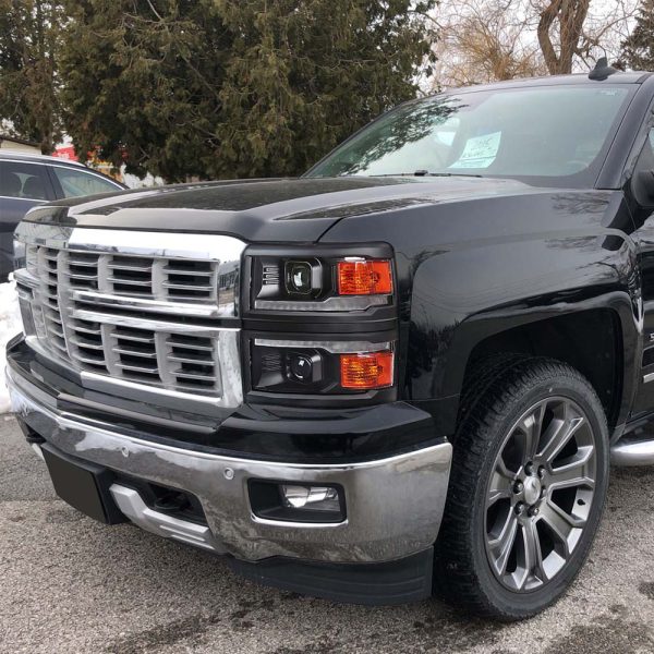 2014-2015 Chevrolet Silverado 1500 Switchback Sequential LED Bar Projector Headlights (Matte Black Housing/Clear Lens/Black Trim) - Image 9