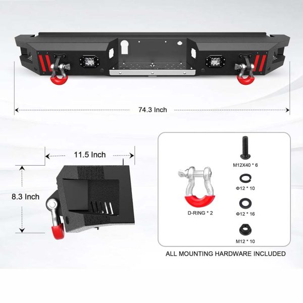 2015 - 2017 Ford F-150 Steel Rear Bumper With LED Lights (Excluding Raptor) - Image 3