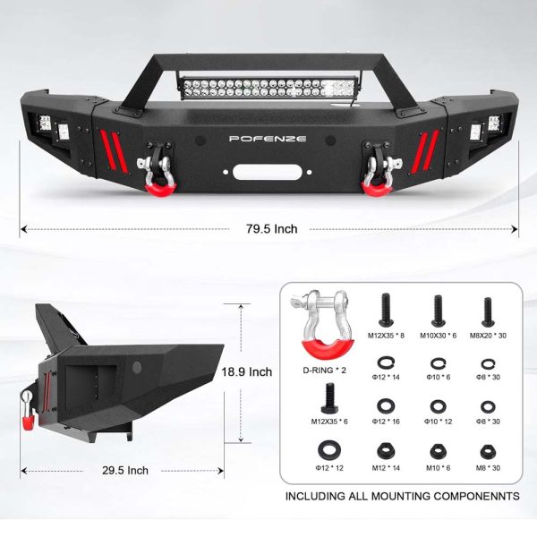 2015 - 2019 Silverado 2500 3500 Steel Front Bumper W/ LED Lights - Image 4