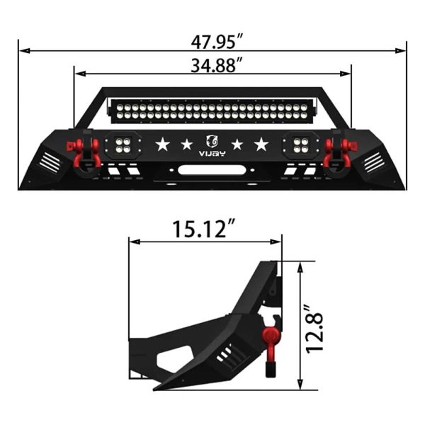 2016 - 2023 Toyota Tacoma Steel Front Bumper With LED Lights - Image 5