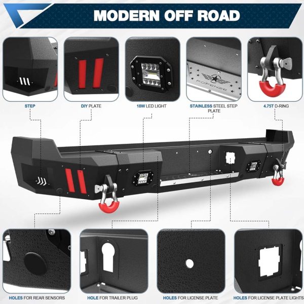 2017 - 2025 Ford F250/F350/F450 Steel Rear Bumper W/ LED Lights - Image 3